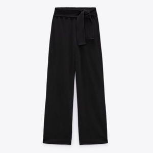 NWT ZARA Belted Cotton Pants Size L